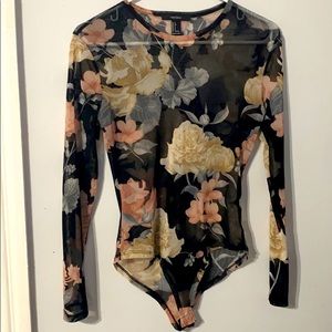 Flower print. Mesh body suit